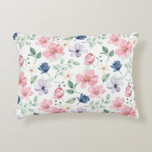 Spring Flowers & Leaves Pattern Decorative Cushion