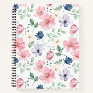 Spring Flowers & Leaves Pattern Notebook