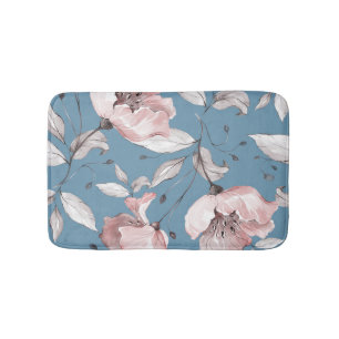 Spring flowers, leaves, seamless design bath mat