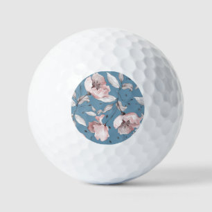 Spring flowers, leaves, seamless design golf balls
