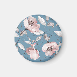 Spring flowers, leaves, seamless design magnet