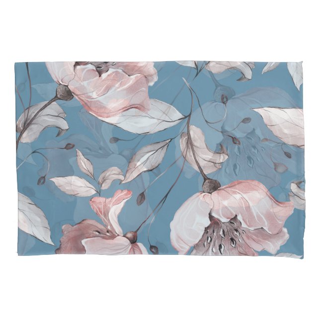 Spring flowers, leaves, seamless design pillowcase (Front)