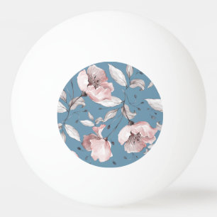 Spring flowers, leaves, seamless design ping pong ball