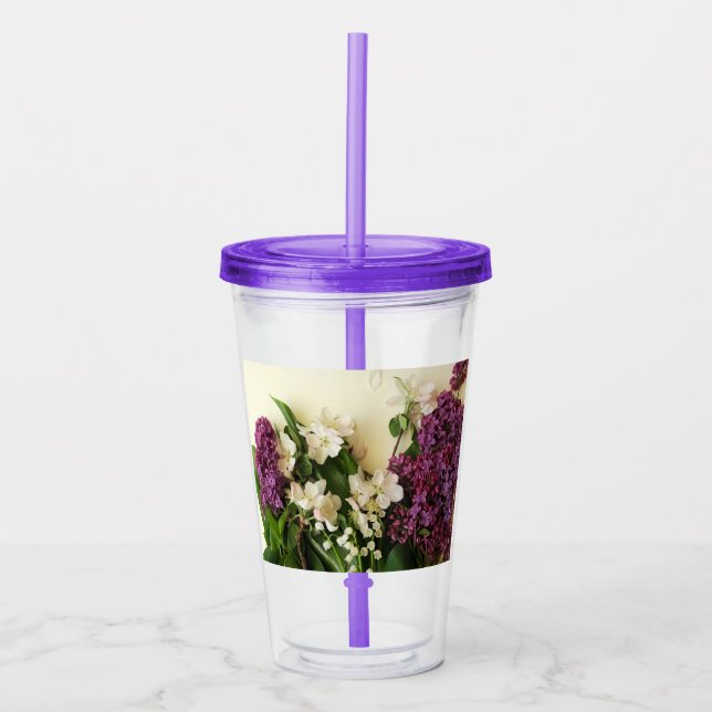 Spring Flowers Lilac Acrylic Tumbler (Front)