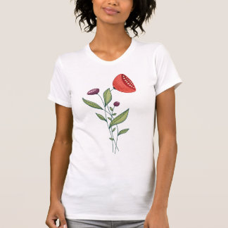 Spring Flowers Minimalist Botanical Line Art T-Shirt
