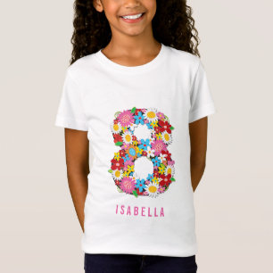 Spring Flowers Number Eight 8th Birthday Party T-Shirt