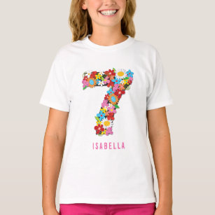 Spring Flowers Number Seven 7th Birthday Party T-Shirt
