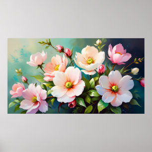 Spring flowers oil painting poster