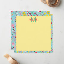 Spring Flowers on Aqua Blue Monogram
