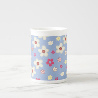 spring flowers on blue background bone china mug