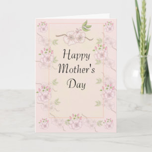 Spring Flowers on Rose Background Mother's Day Card