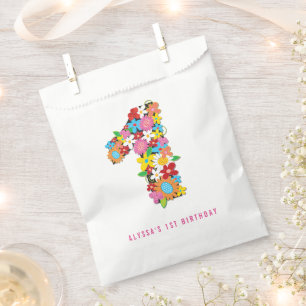 Spring Flowers One 1st Birthday Party Favour Bag