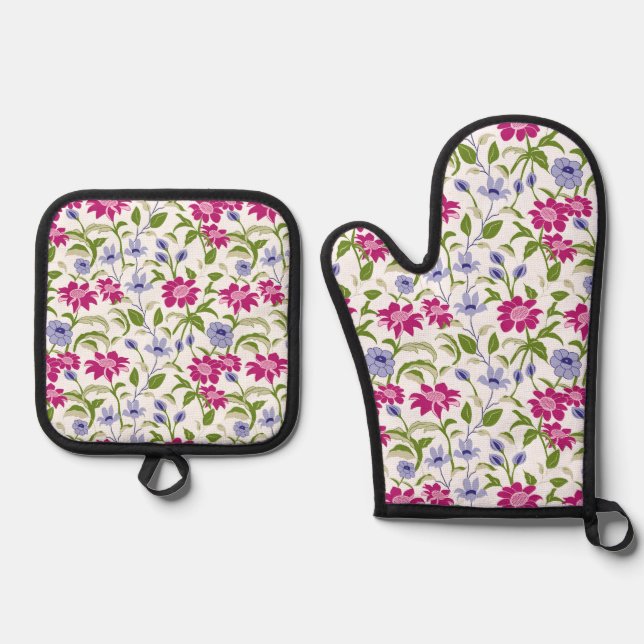 Spring Flowers Oven Mitt & Pot Holder Set (Front)