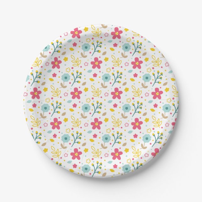 Spring Flowers Paper Plates (Front)