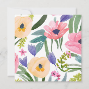 Spring Flowers   Pastel Floral Watercolor Card