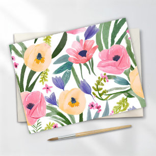 Spring Flowers Pastel Floral Watercolor Postcard