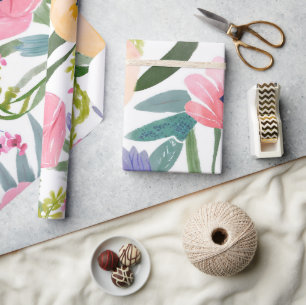 Spring Flowers Pastel Floral Watercolor Wrapping Paper