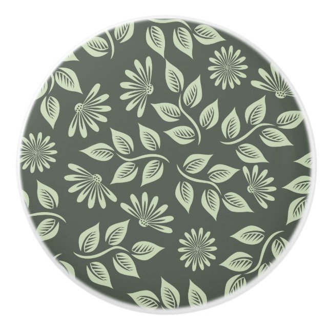 Spring Flowers Pattern Ceramic Knob (Front)