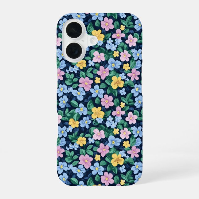 Spring Flowers Pattern iPhone 16 Case (Back)