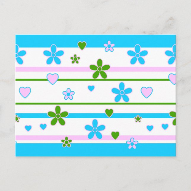 Spring Flowers Pattern Postcard (Front)