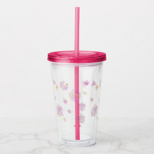 Spring flowers pattern watercolor acrylic tumbler