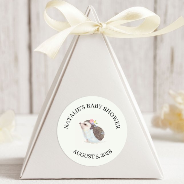 Spring Flowers Pink Butterfly Baby Shower Classic  Round Sticker (Creator Uploaded)