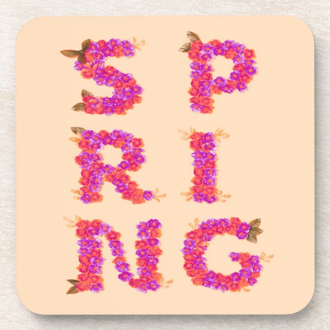 Spring Flowers Pink Coaster (Front)