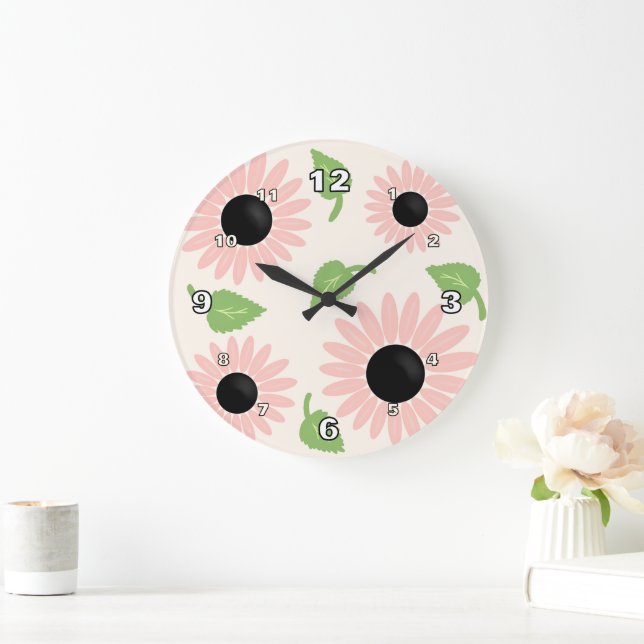 Spring flowers Pink Large Clock (Home)