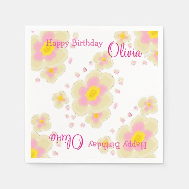 Spring Flowers (pink) Napkin (Front)