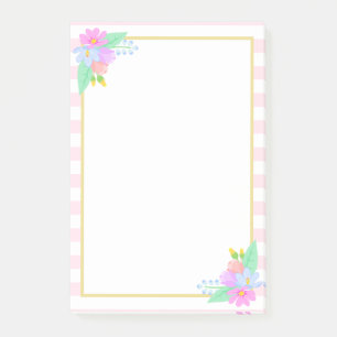 Spring Flowers Pink Stripes Post-it® Notes 4 x 6