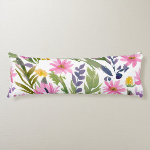 Spring Flowers Pretty Pastel Floral Watercolor Body Cushion