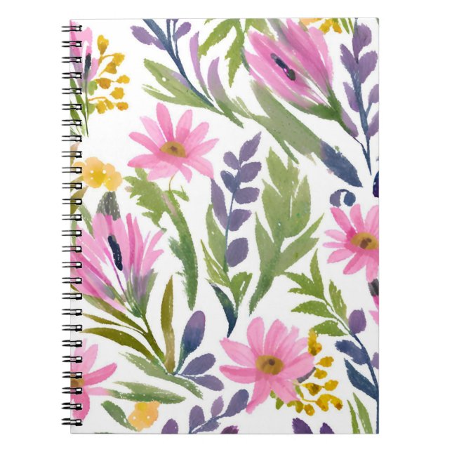 Spring Flowers | Pretty Pastel Floral Watercolor Notebook (Front)