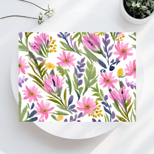 Spring Flowers   Pretty Pastel Floral Watercolor Postcard