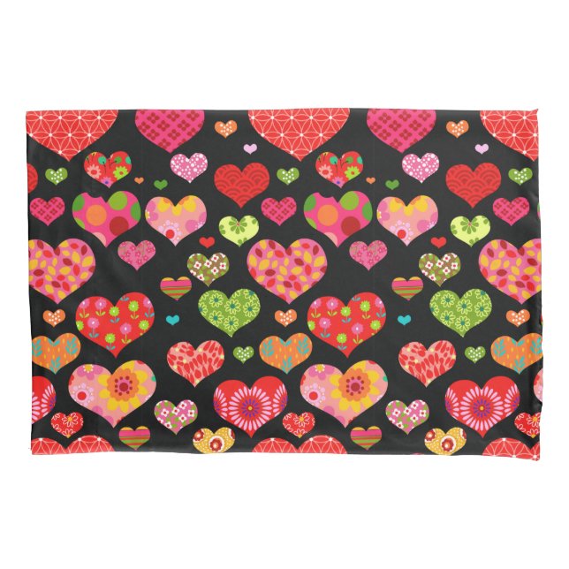 Spring Flowers Rainbow Love Hearts  Pillowcase (Front)