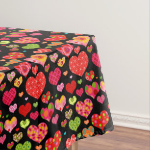 Spring Flowers Rainbow Love Hearts Tablecloth