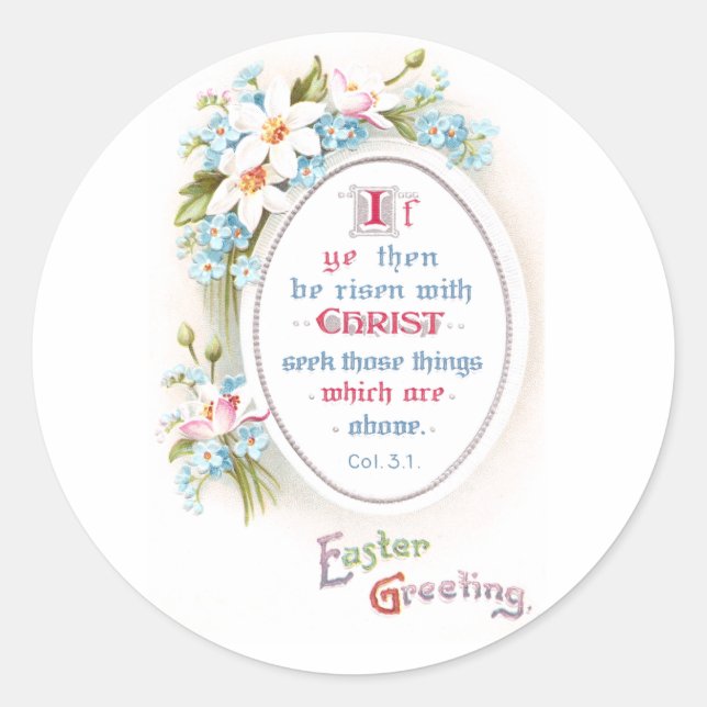Spring Flowers Religious Vintage Easter Classic Round Sticker (Front)