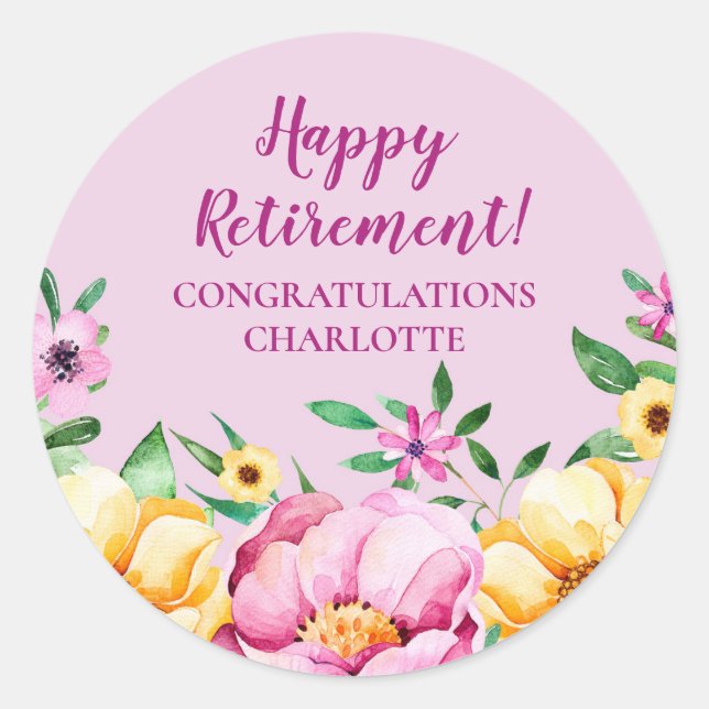 Spring Flowers Retirement Party Favour Tag (Front)