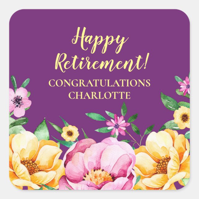 Spring Flowers Retirement Party Favour Tag (Front)