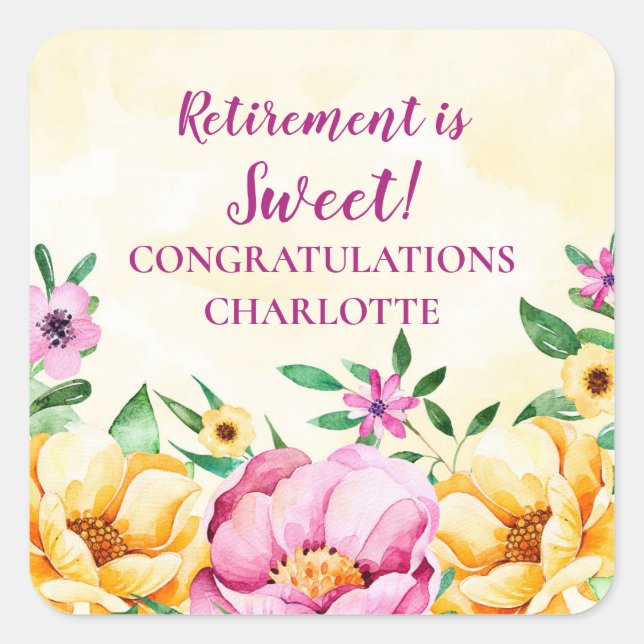 Spring Flowers Retirement Party Favour Tag (Front)