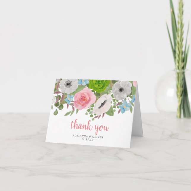 Spring Flowers Roses Anemones | Wedding Thank You (Front)