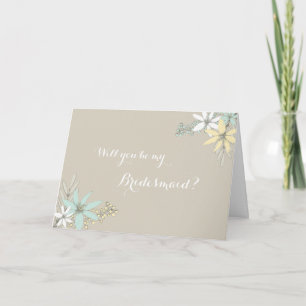 Spring Flowers Rustic Bridesmaid Invitation