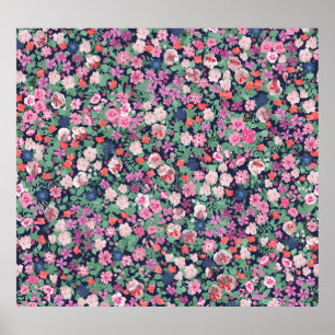 Spring flowers: seamless plant print. poster