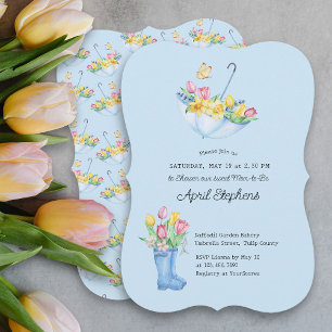 Spring Flowers Shower Mum-to-be Blue Baby Shower Invitation