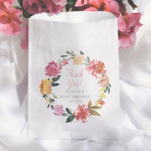 Spring Flowers Simple Girl Baby Shower Thank You Favour Bags