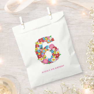 Spring Flowers Six 6th Birthday Party Favour Bag