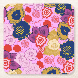 Spring Flowers Square Paper Coaster