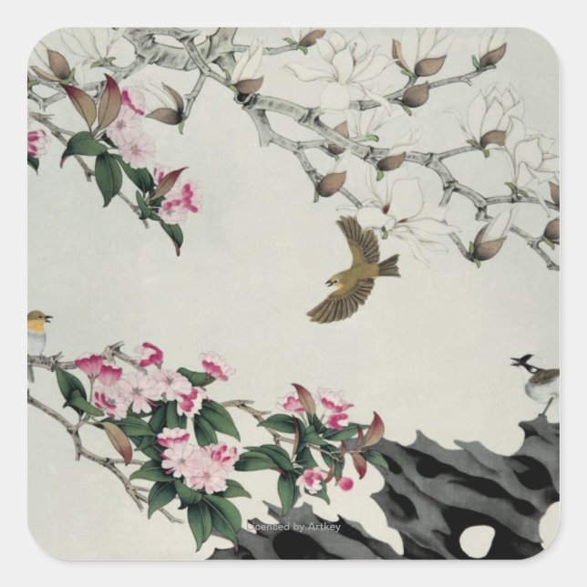 Spring Flowers Square Sticker (Front)