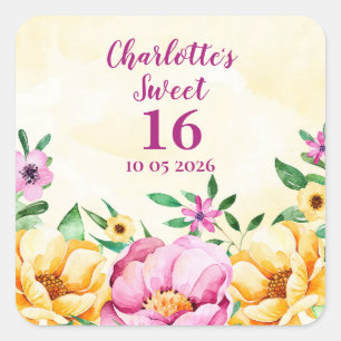 Spring Flowers Sweet 16 Birthday Favor Tag