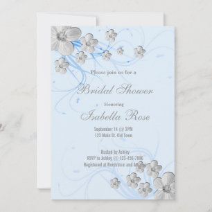 Spring flowers swirls bridal shower invitations