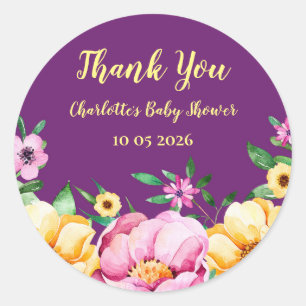 Spring Flowers Thank You Baby Shower Favour Tag